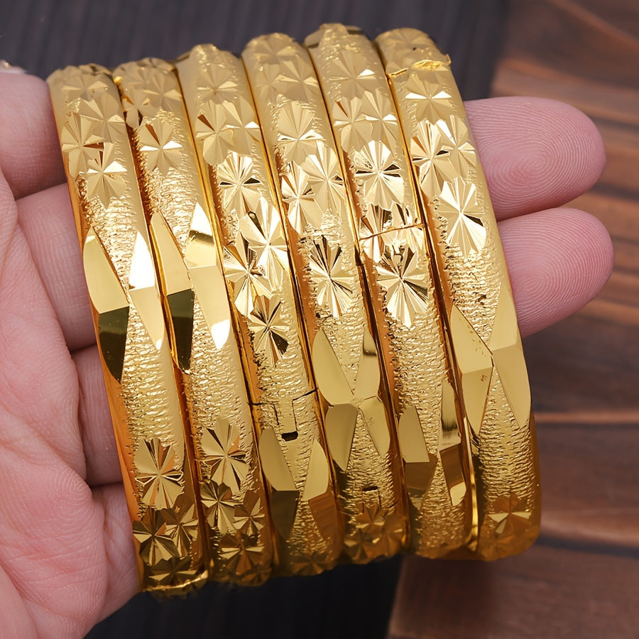 Pulsera ajustable de cobre con patrón floral para uso diario y regalos