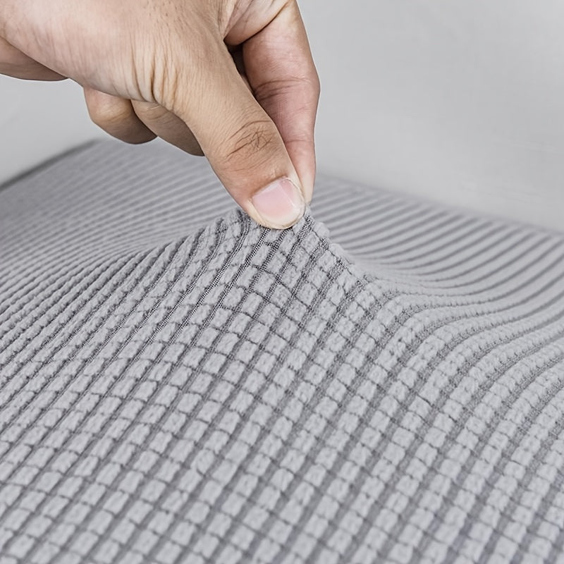 Stretchable Washable Polar Fleece Sofa Protector with Removable Jacquard Cushion Cover