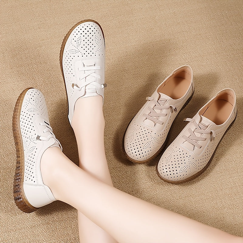 Women's Slip-On Flat Shoes Elastic Straps Hollow Design Comfortable Casual Sizes 8.9-10.7cm