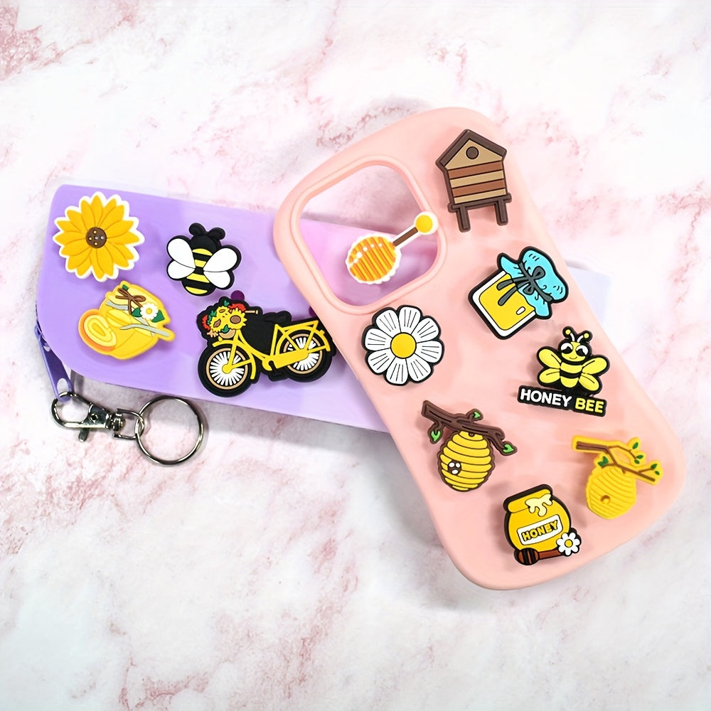 25Pcs Cute Insect Shoe Charms Set Bee Honeycomb Decor for Sandals and Garden Shoes