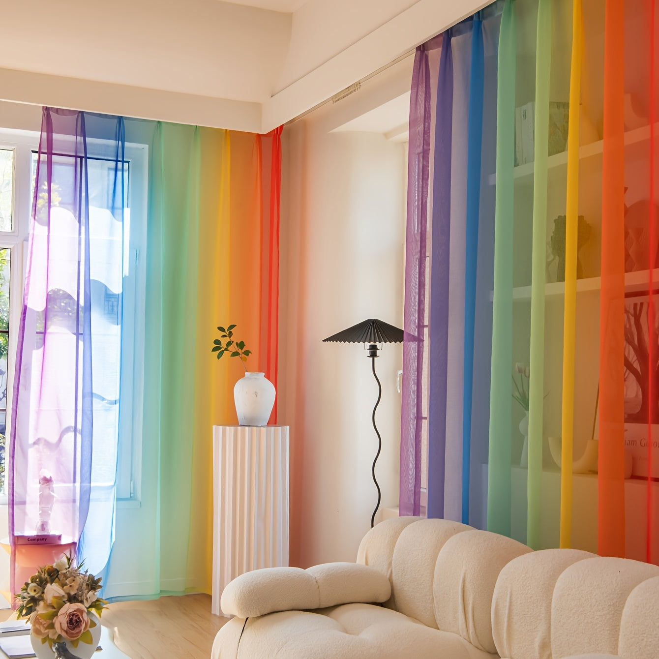 Colorful Gradient Curtains for Bedroom and Living Room, 1 or 2 Pieces