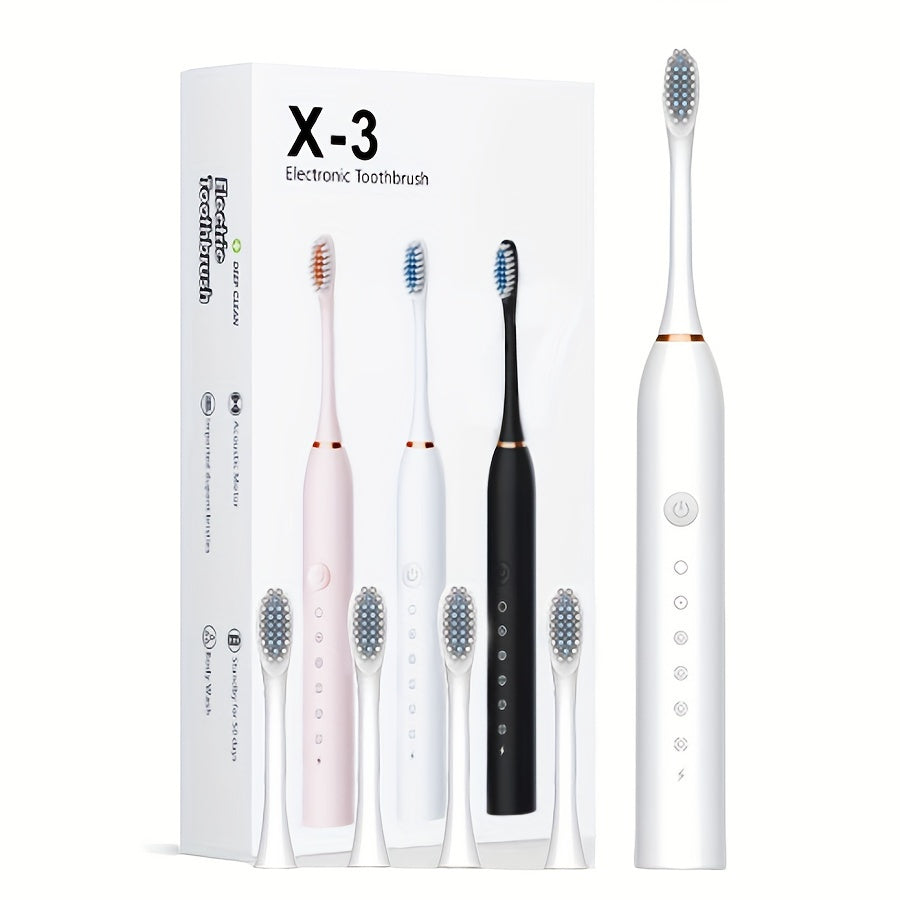Cepillo de dientes eléctrico recargable para encías sensibles, 6 modos, 4 cabezales de repuesto