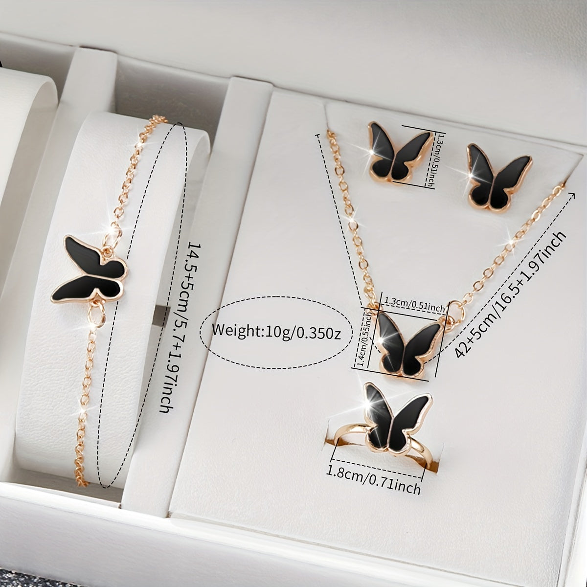 Set of 6 Women's Casual Quartz Watches with Butterfly Jewelry Alloy Case PU Leather Band