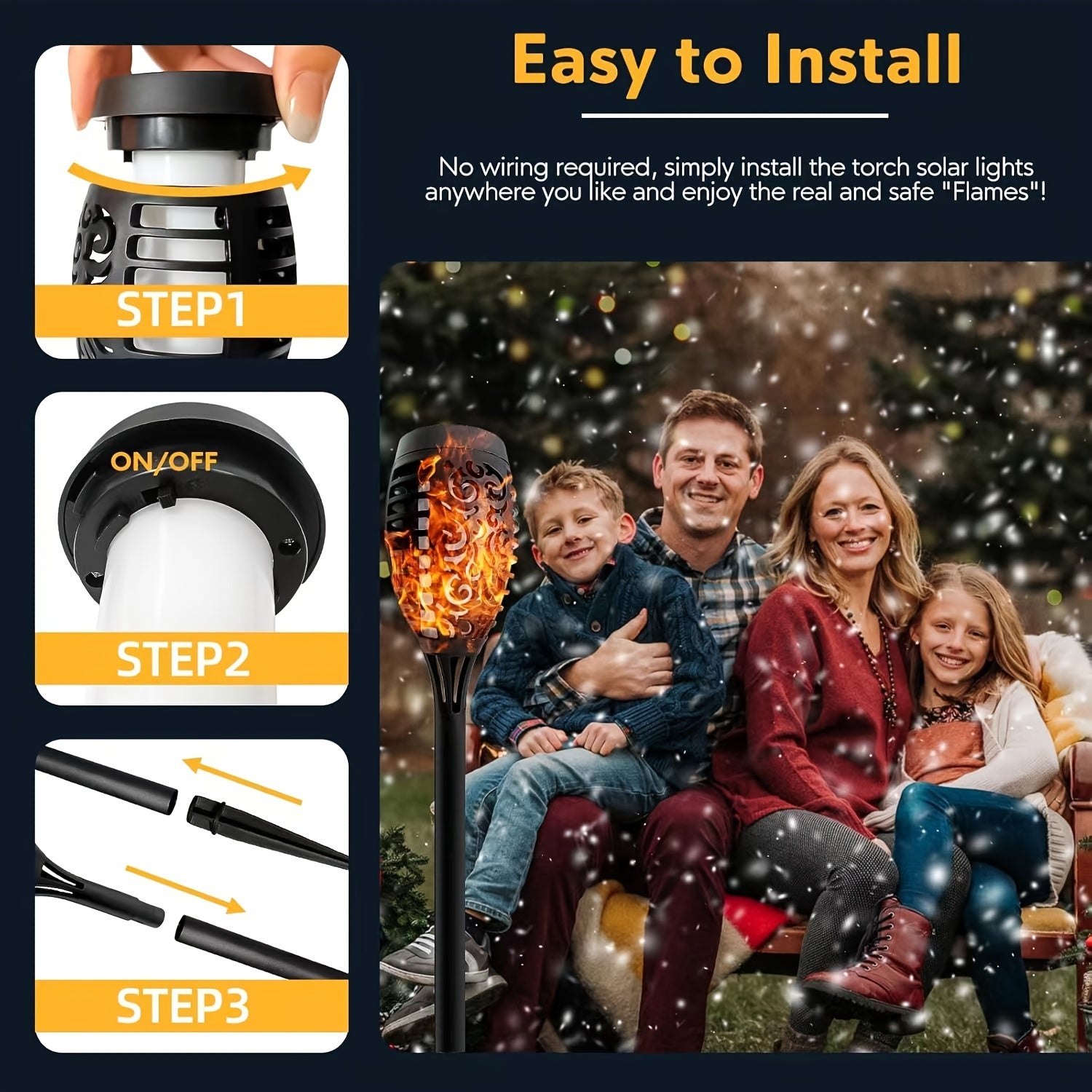 Outdoor Solar Flame Torch Lights 8-Pack Flickering Garden Pathway Lawn Decor