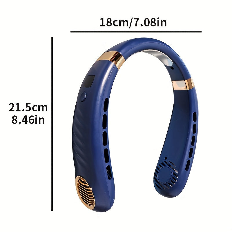 Portable Neck Fan with Ice Cooling, Bladeless, USB Rechargeable, Quiet Turbo Motor