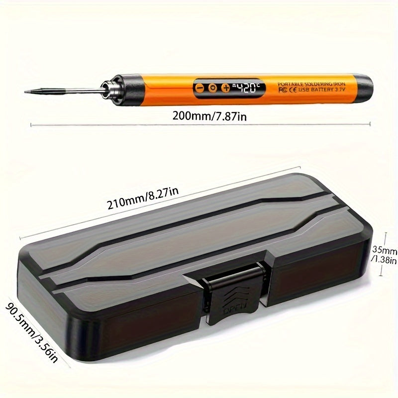 USB Rechargeable Soldering Iron with LCD Temp Display Ceramic Heating Adjustable 260-420°C Portable Welding Tool