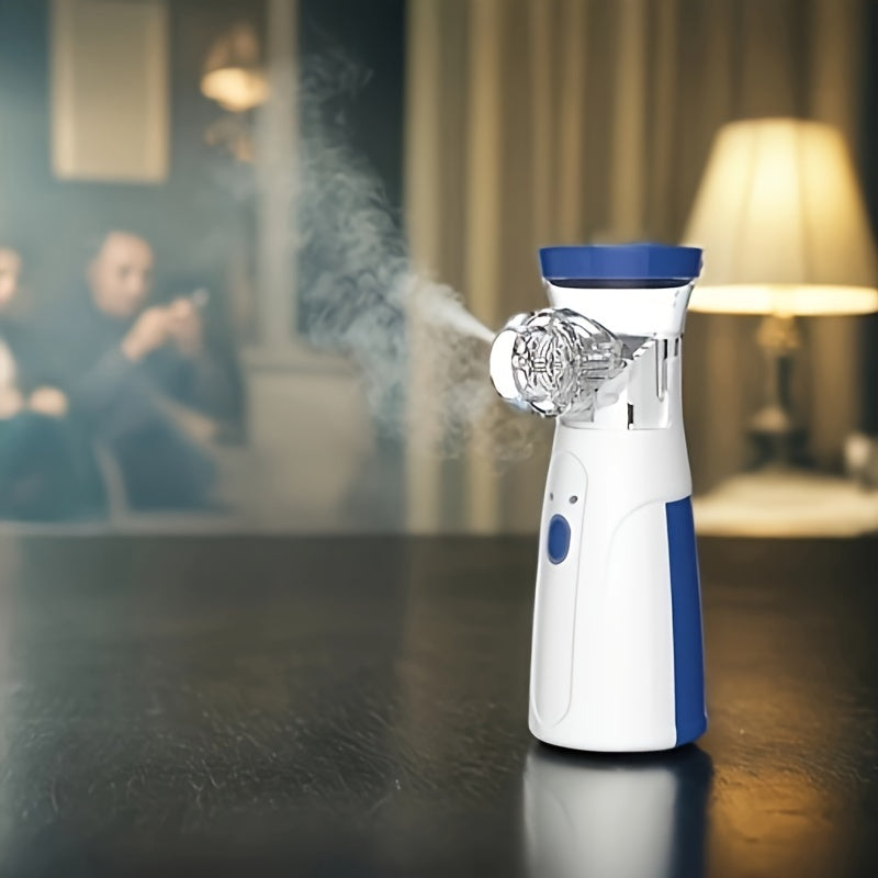 Portable Facial Steamer White and Blue Battery-Powered for Home Office Beauty Care