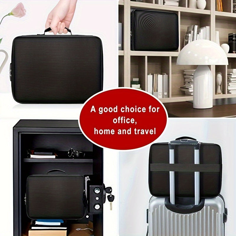 Document Organizer with Combination Lock Water-Resistant Zipper 3-Layer File Storage Portable Laptop Files Certificates