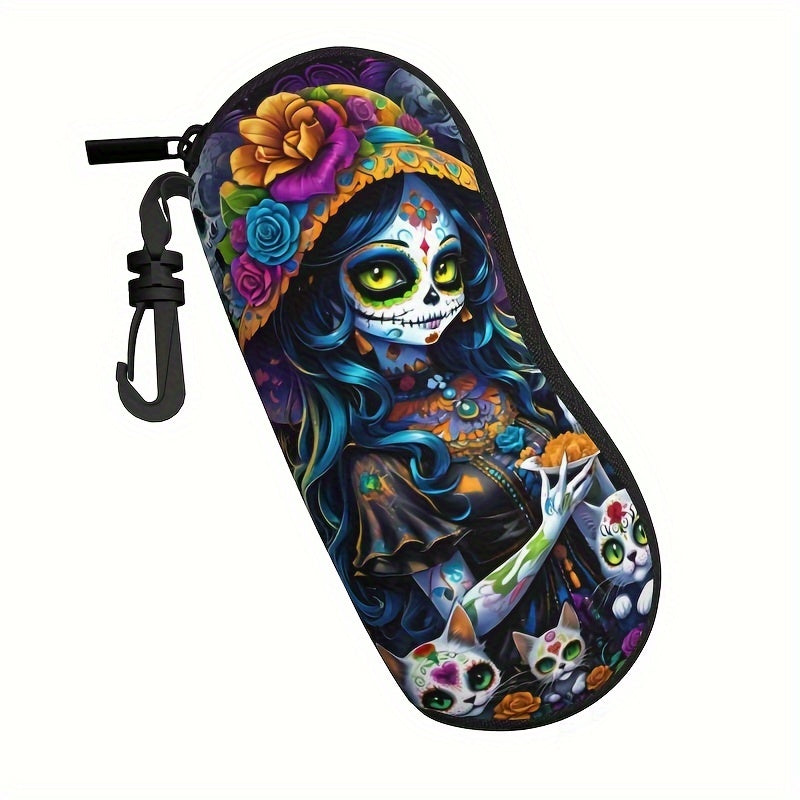 Galaxy Print Glasses Case for Men and Women Rubber Zippered Eyewear Sleeve