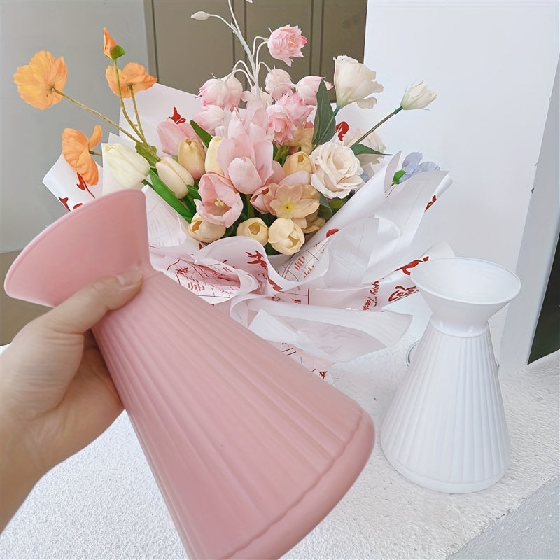 Boho Style Clear Plastic Vase Cylinder Shape Home Decor No Electricity
