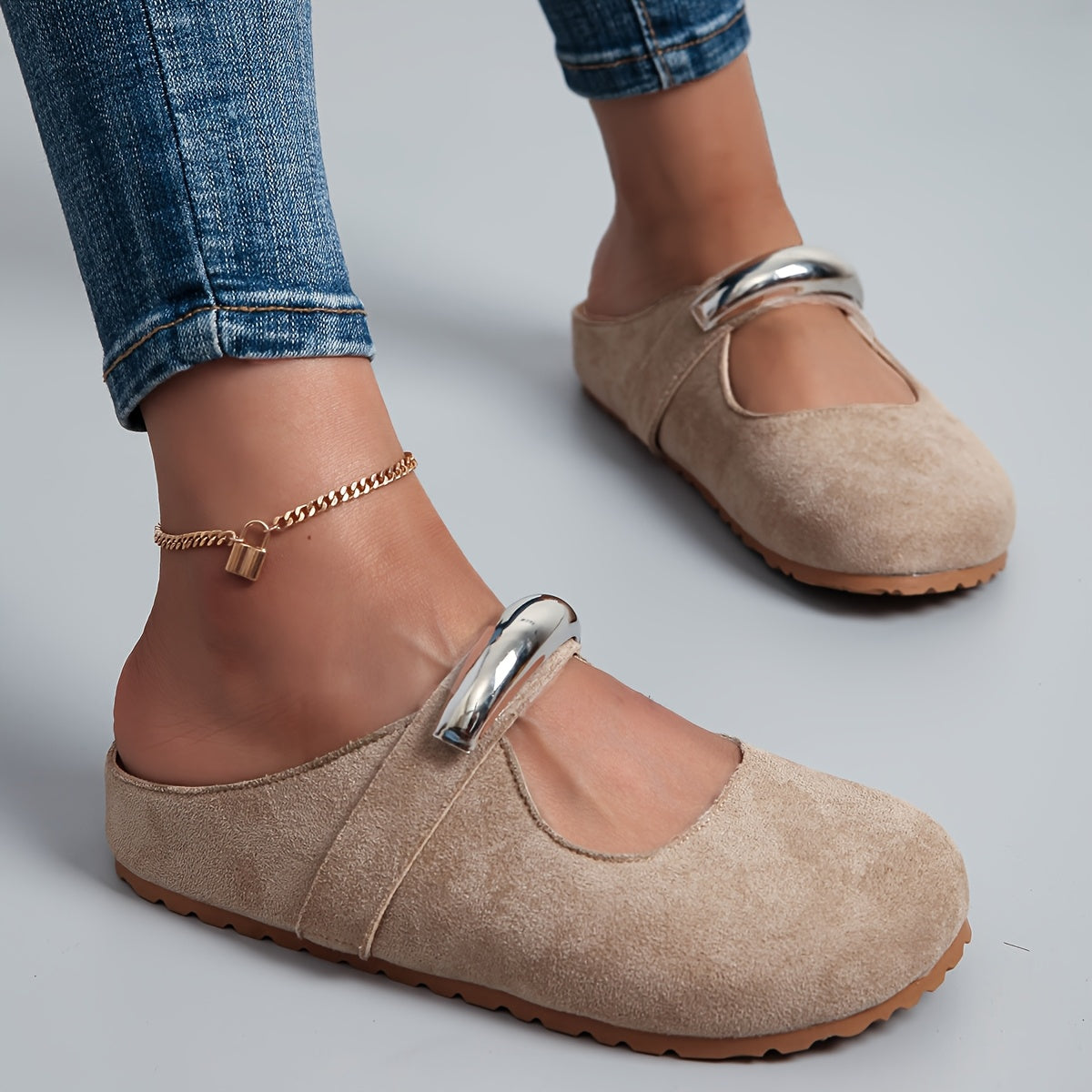 Women's Slip-On Mary Jane Shoes with Thick Platform Yellow Fabric