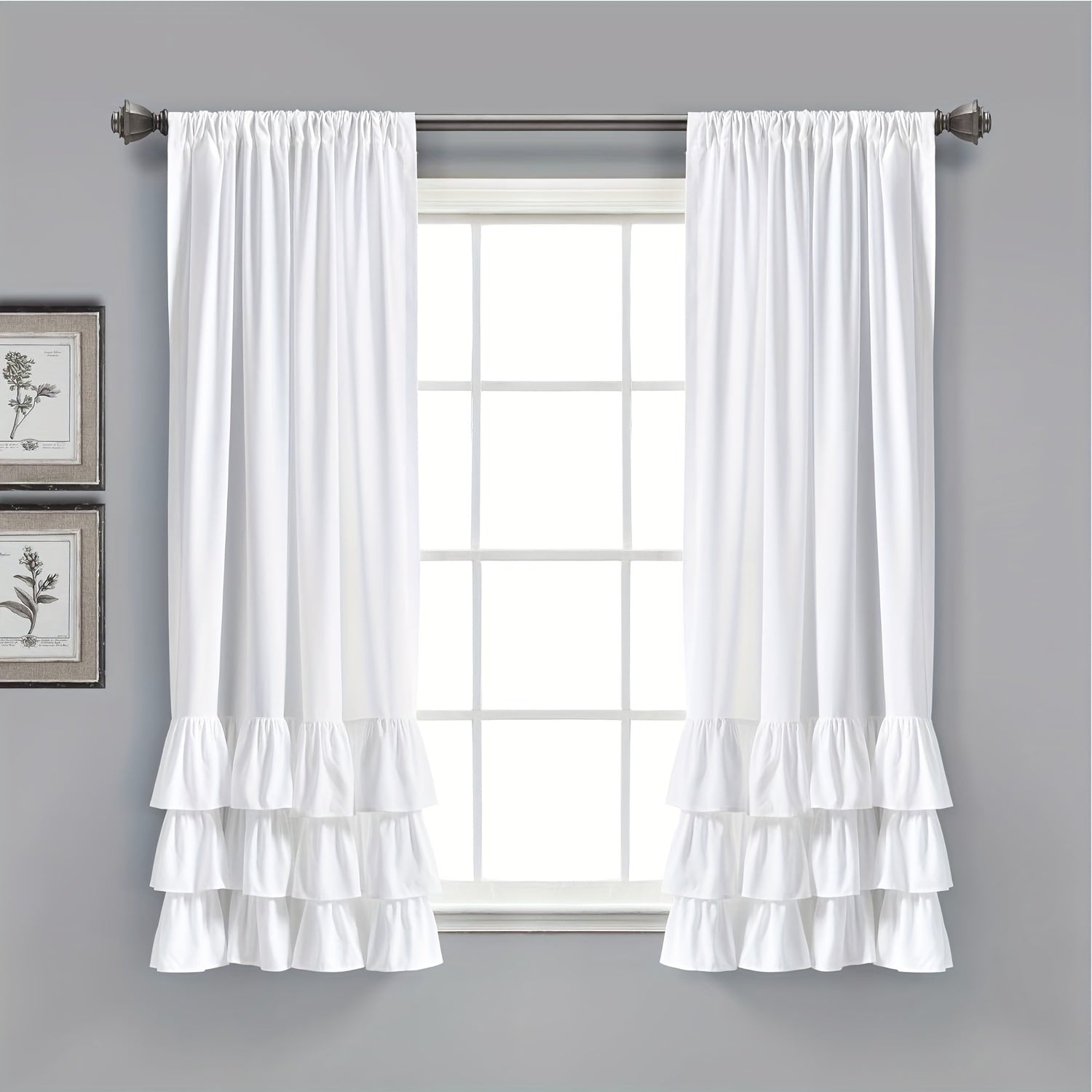 Heavy Duty Pleated Lace Window Curtains for Living Room 132cm x 213cm