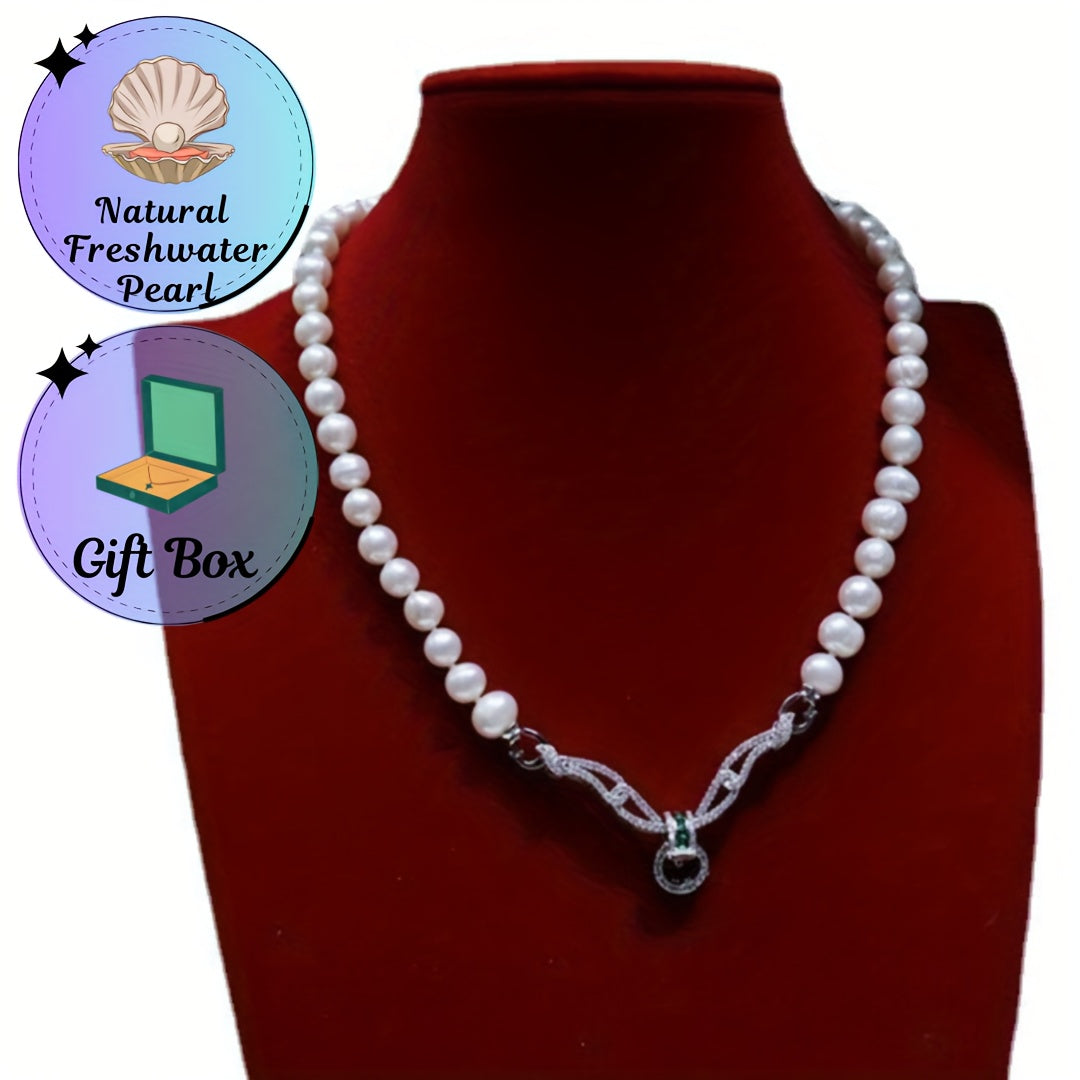 Women's Freshwater Pearl Necklace 8-9mm Natural Round Skin Gloss Formal Jewelry