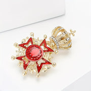 Rhinestone Crown Brooch Pin for Women Elegant Alloy Jewelry for Suits and Cardigans