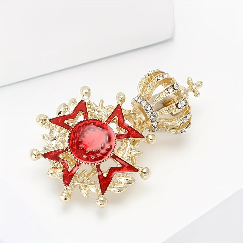Rhinestone Crown Brooch Pin for Women Elegant Alloy Jewelry for Suits and Cardigans