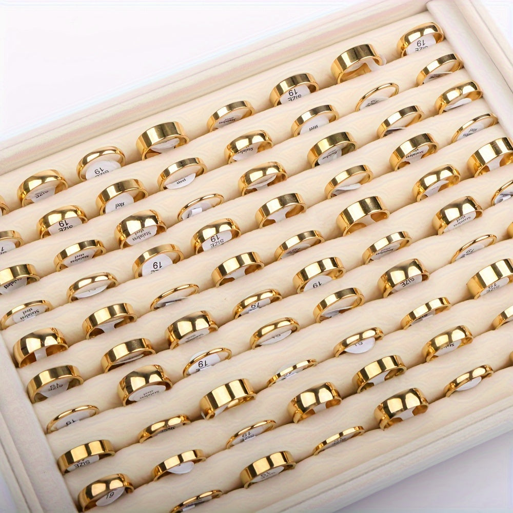 Women's Stainless Steel Rings Pack of 30/50 Minimalist Smooth 2-8mm for Engagements and Weddings