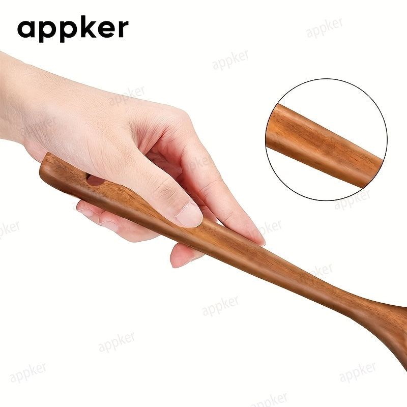 Juego de espátulas de madera de acacia, utensilios de cocina antiadherentes para cocinar y voltear