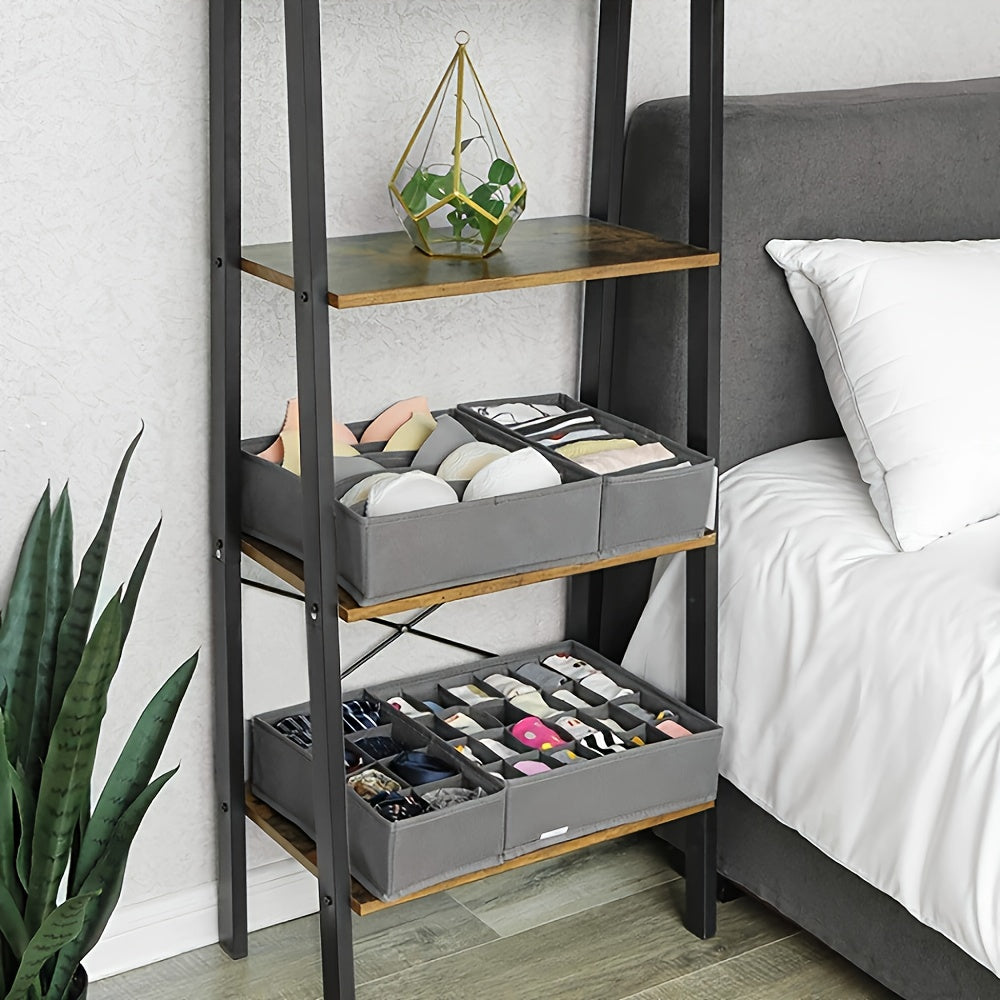 4 ta yig'iladigan saqlash qutilari o'lchami 64.01 sm X 49.0 sm X 10.01 sm. Kiyimlar, paypoqlar, kamarlar va uy bezaklarini tartibga solish uchun ideal.