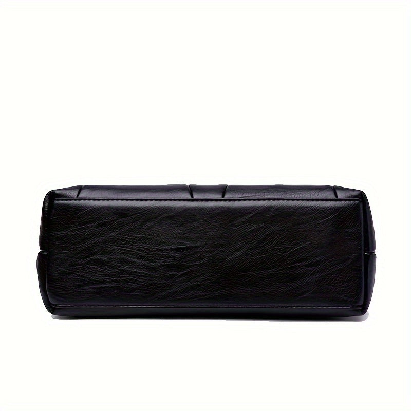 Women's Red Solid Color PU Handbag with Zipper Closure and Adjustable Strap