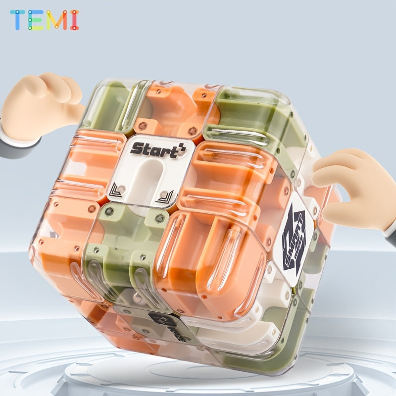 3D Maze Cube Puzzle Educational Toy for Kids Ages 3 Plus Colorful Interlocking Brain Teaser