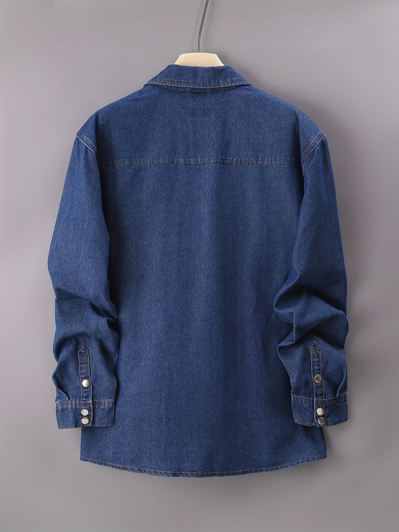 Men's Plus Size Vintage Denim Shirt Long Sleeve Woven Cotton Polyester Casual