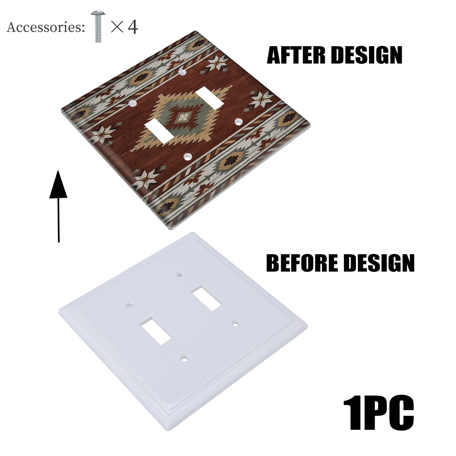 Cubierta de panel de interruptor de pared tribal rústico marrón beige blanco 1Gang 2Gang