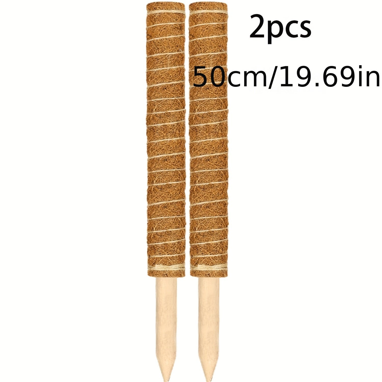 Juego de 2 varas de musgo para interior para plantas trepadoras de Monstera, soporte de fibra de coco, color marrón claro