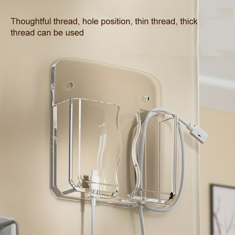 Soporte para teléfono de pared de acrílico con base adhesiva para control remoto, estante de almacenamiento sin taladro