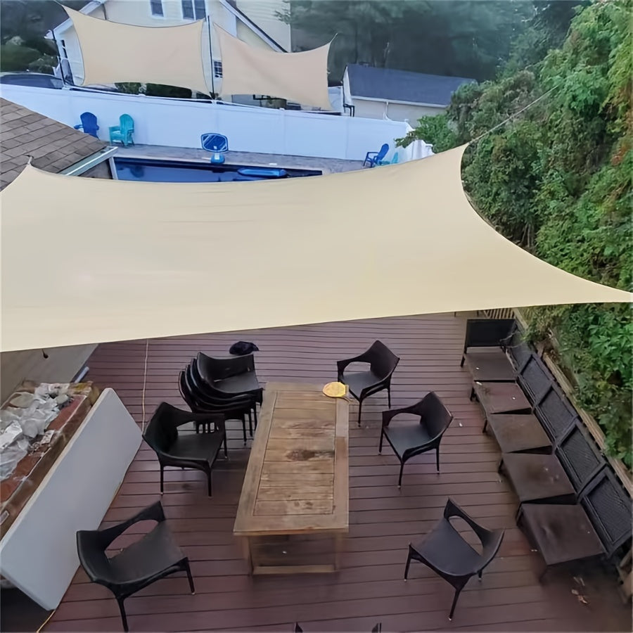 Polyester Rectangle Shade Sail for Patio Garden UV Block Foldable Portable Sun Shade Tent