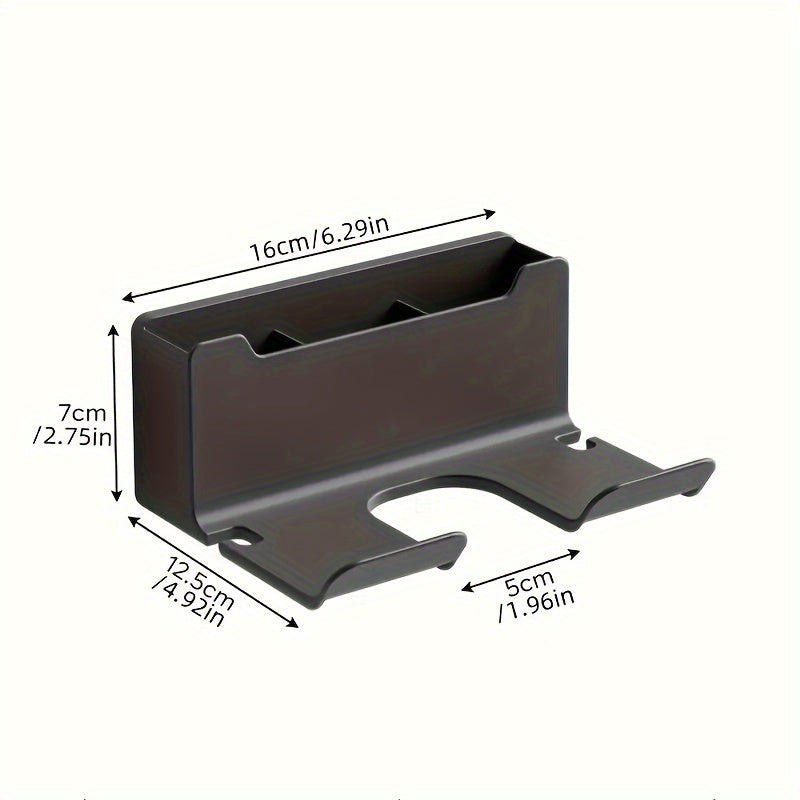 Wall-Mounted Plastic Hair Dryer Holder No Punching Bathroom Storage Rack