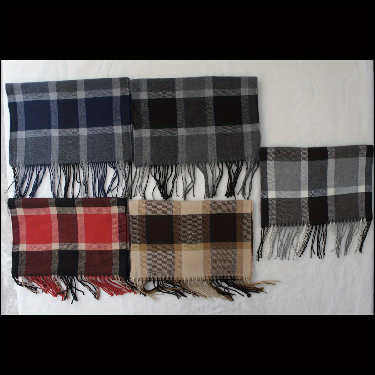 Multicolored Striped Checkered Winter Shawl Woolen Scarf for Men Women