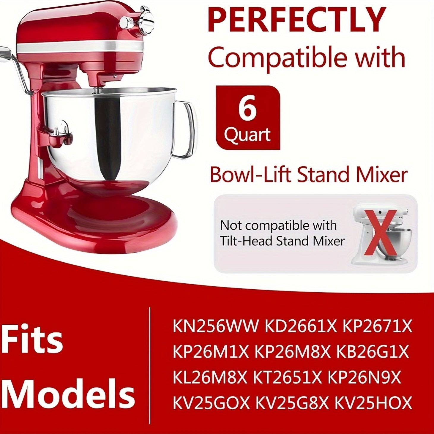 Vertical Mixer Bowl Cover with Splash Guard Fits 6-7 Quart BPA-Free Dishwasher Safe Clear