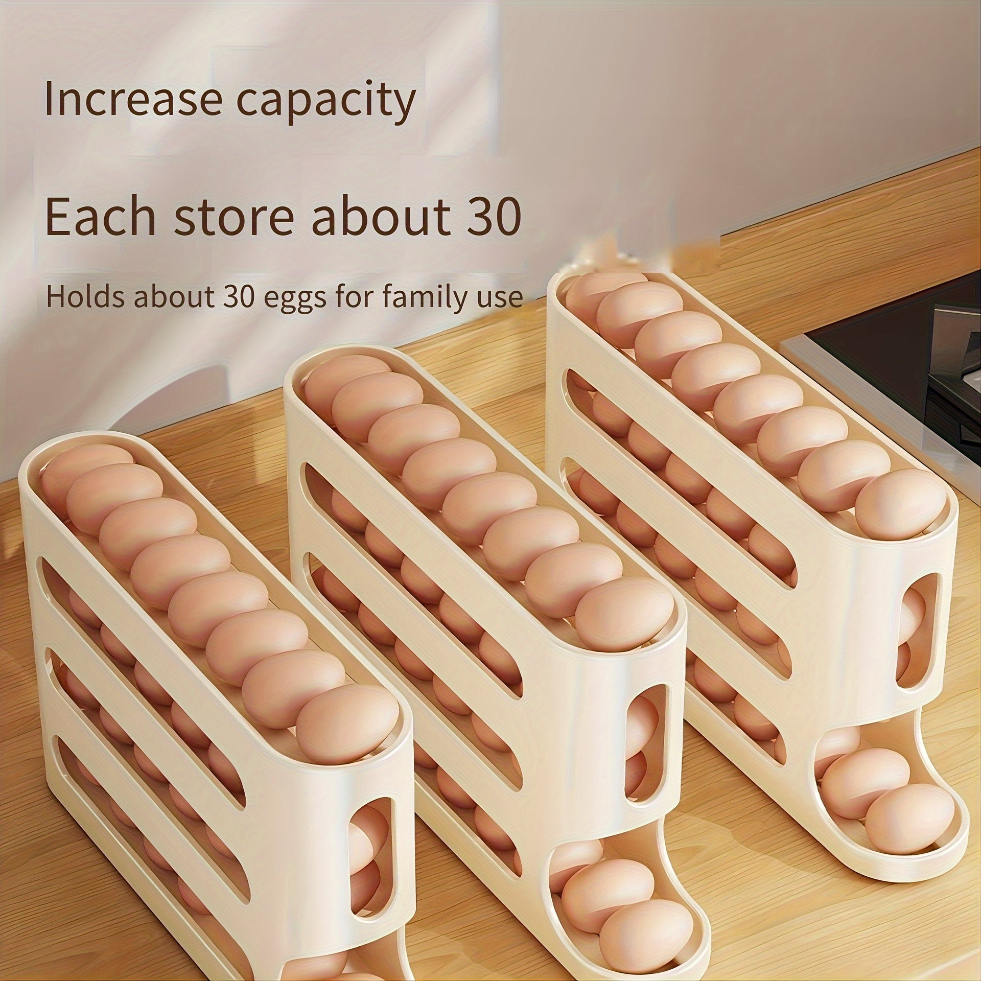 4-Tier Plastic Egg Holder Large Capacity Refrigerator Egg Storage Box