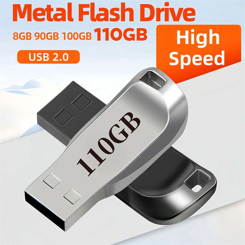 Metal USB Flash Drive 8GB 90GB 100GB 110GB High-Speed Data Storage for PC Laptop Tablet