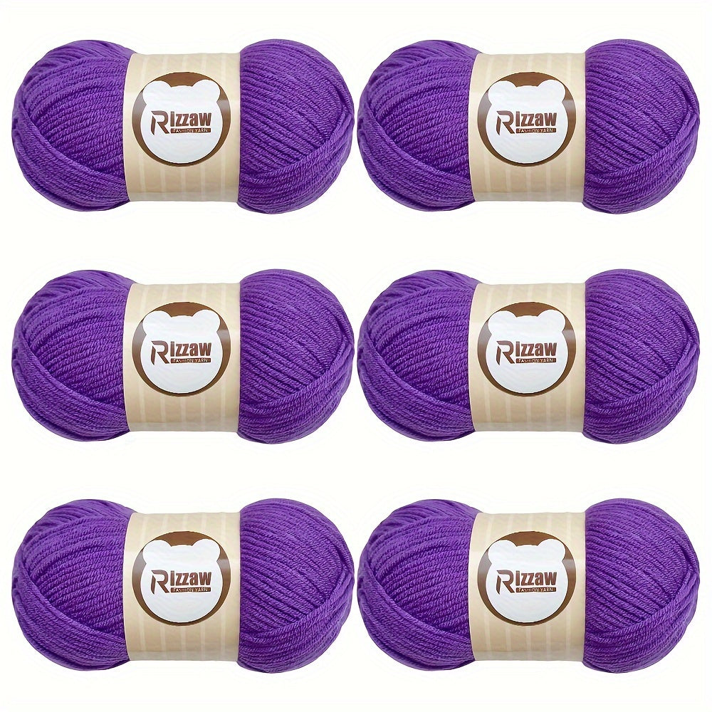 6 Pieces of 50g Soft Acrylic Yarn for Crocheting and Knitting, Assorted Colors