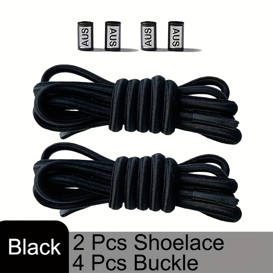 Unisex Elastic No-Tie Shoelaces with Metal Buckles for Sports and Outdoor Activities