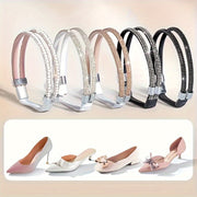 Women's Faux Leather High Heel Shoes with Rhinestones, Anti-Slip Straps