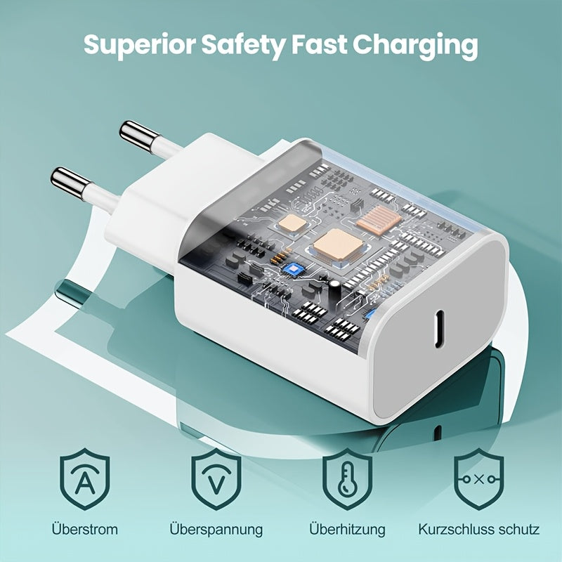 USB-C Fast Charger for iPhone and iPad 1M Cable Travel Power Supply