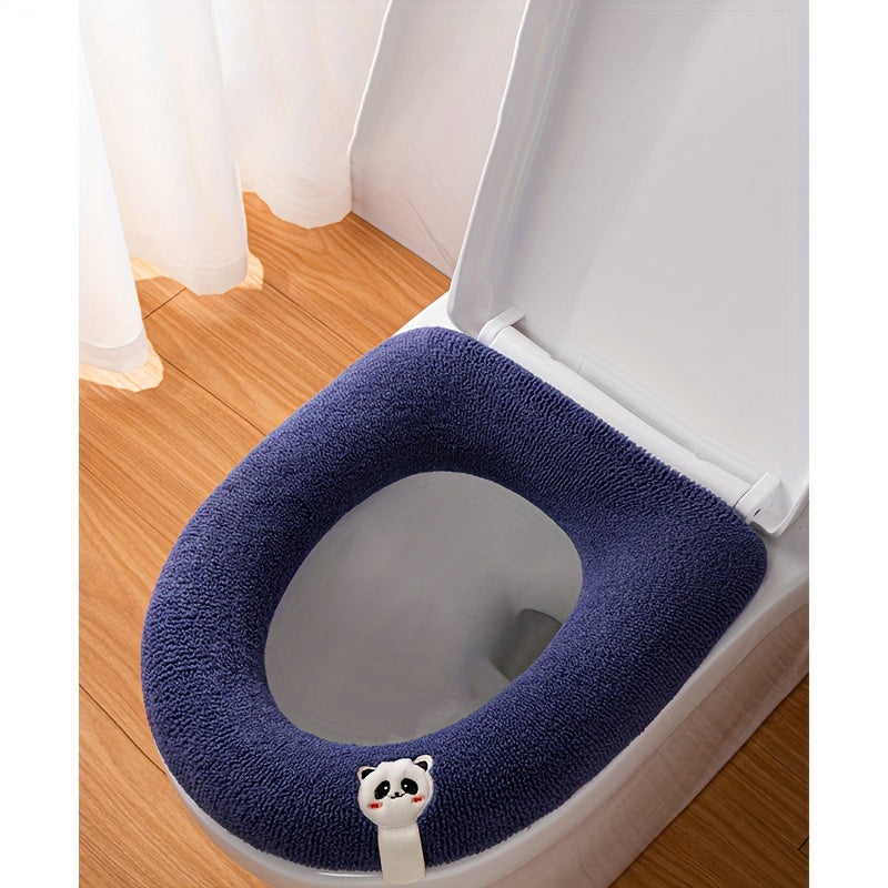 Soft Cartoon Solid Color Toilet Seat Cover with Handle