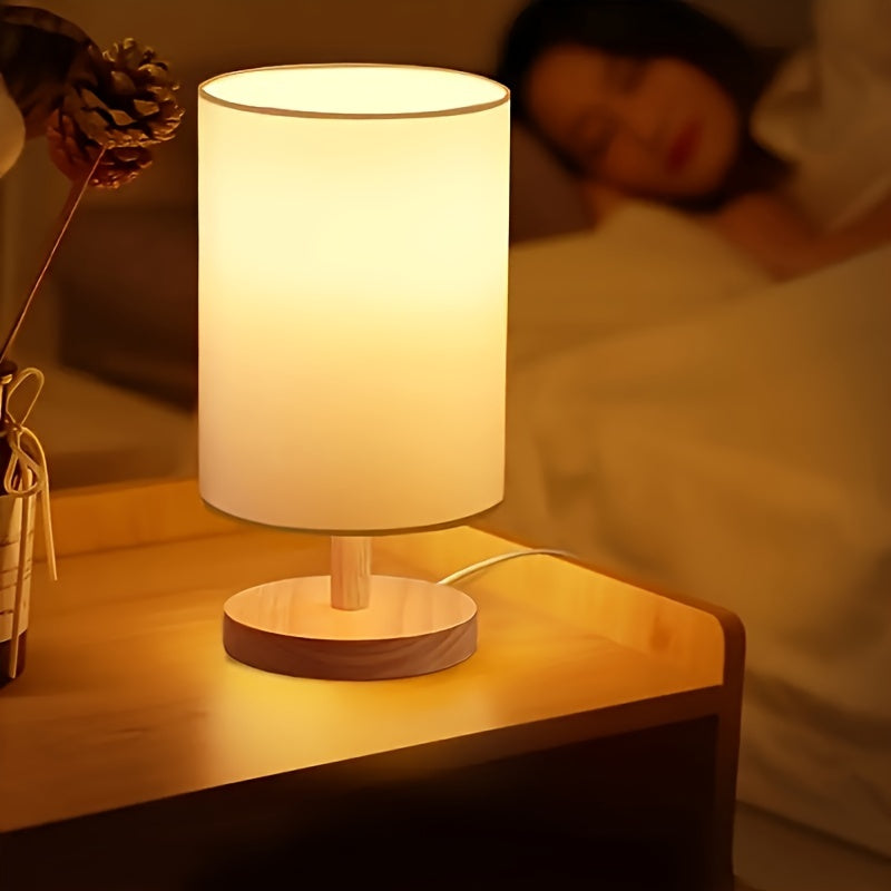 Solid Wood Table Lamp with LED Light for Bedroom and Study Room Decor