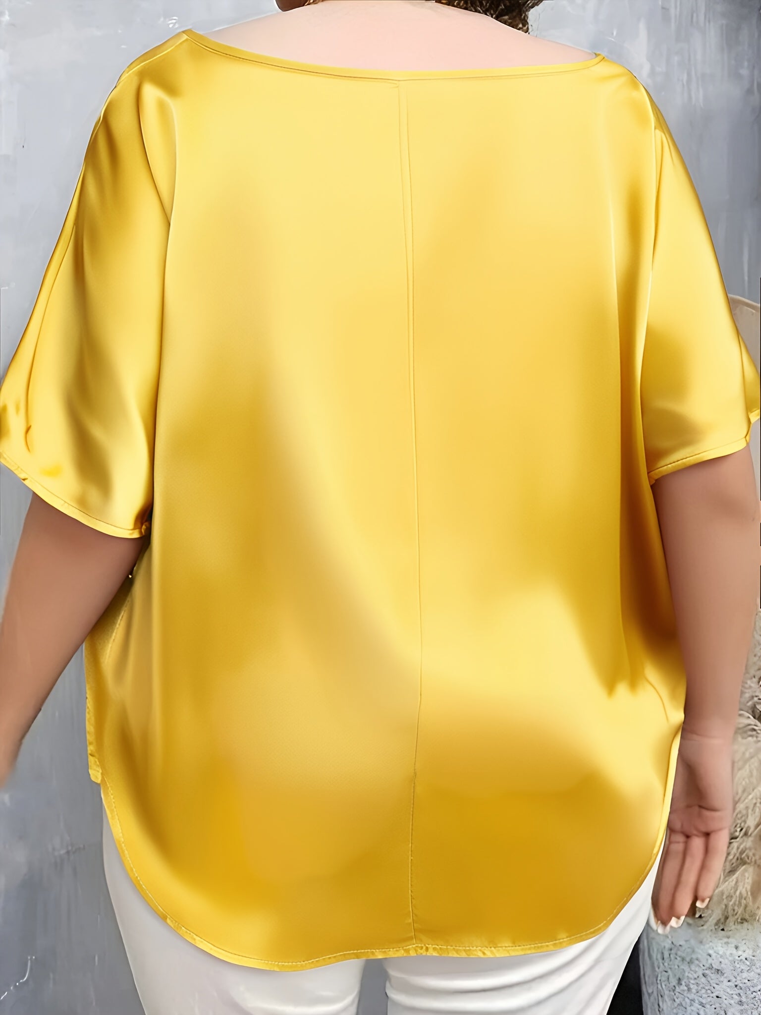 Women's Plus Size Red Short Sleeve Top Loose Fit Polyester All-Season Casual