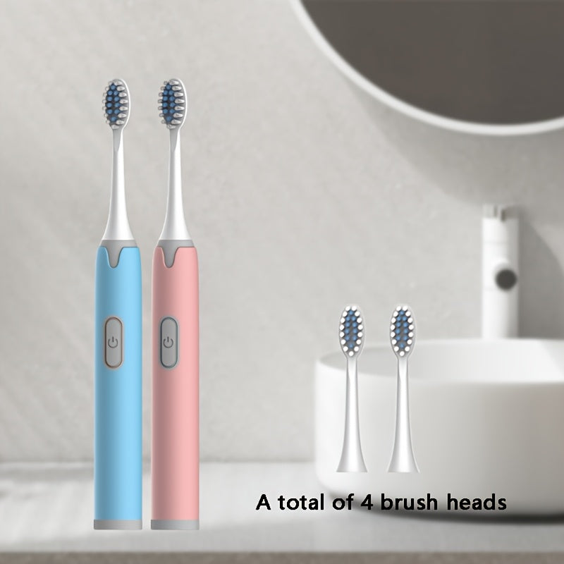 Set de cepillos de dientes eléctricos para parejas, cabezal ultramicro suave, IPX7, alimentado por batería