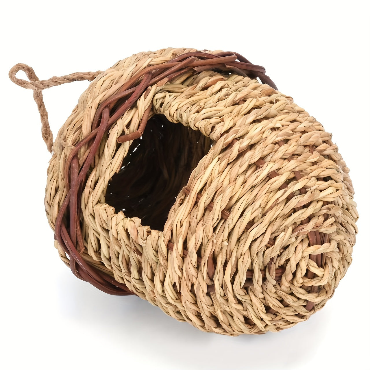 Handmade Rattan Birdhouse for Outdoor Birds in Natural Seagrass Design