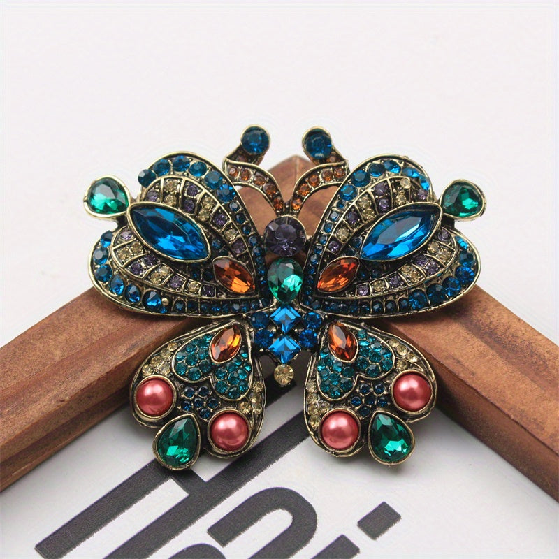 Vintage Butterfly Brooch Pin Rhinestone Enamel Animal Jewelry for Clothing and Corsage