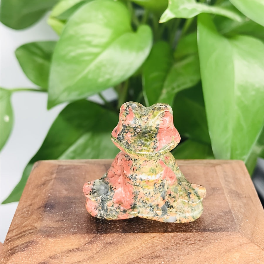 Natural Crystal Yoga Frog Figurine 40mm Hand-Carved Home Office Decor Gift