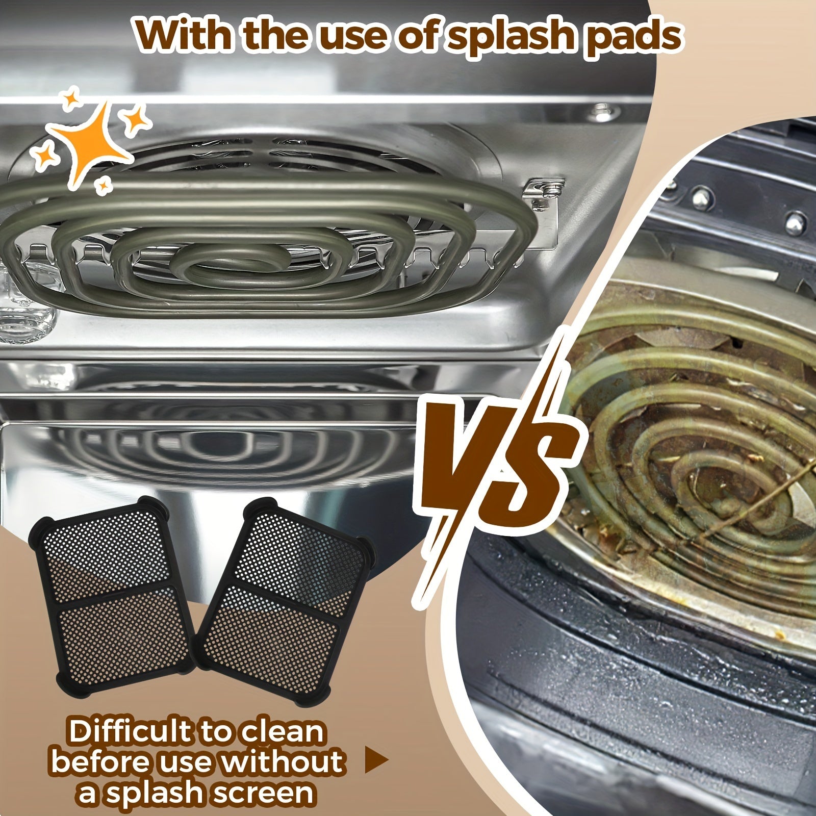 Silicone bilan qoplangan zanglamaydigan po'latdan yasalgan splash guardlar, havo frayer uchun, 2 ta paket, AF400EU AF451EU DZ401 bilan mos keladi