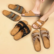 Туфли-слипоны с открытым носком для мужчин и женщин с двойной пряжкой, амортизирующей стелькой и дышащей тканью в однотонных цветах