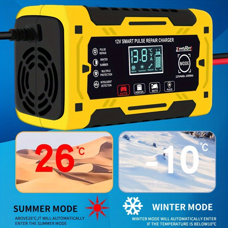 12V 24V 6A avtomatik batareya quvvatlantiruvchi, avtomobil, yuk mashinalari va mototsikl uchun harorat kompensatsiyasi bilan