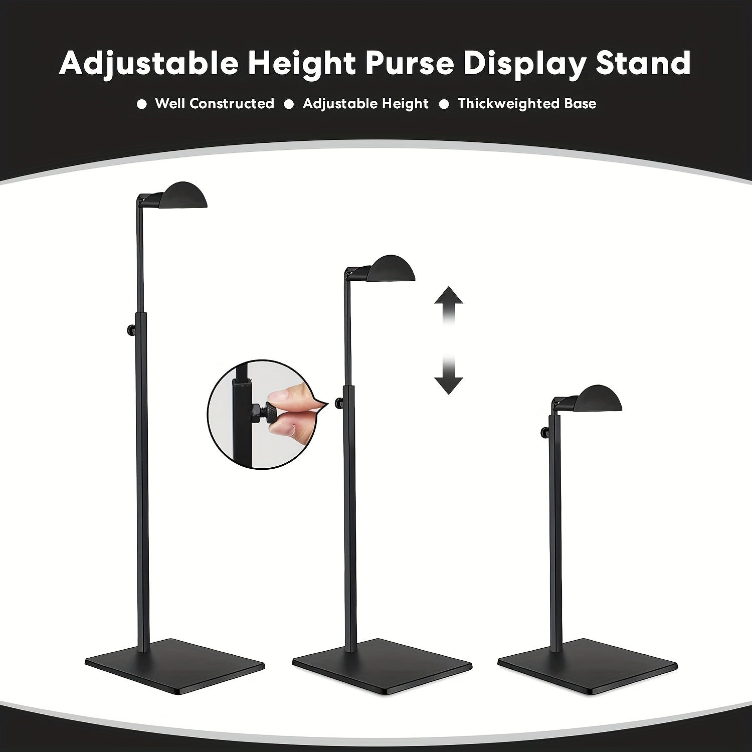 Metal Purse Display Stand Adjustable Height for Handbags Boutique Counter