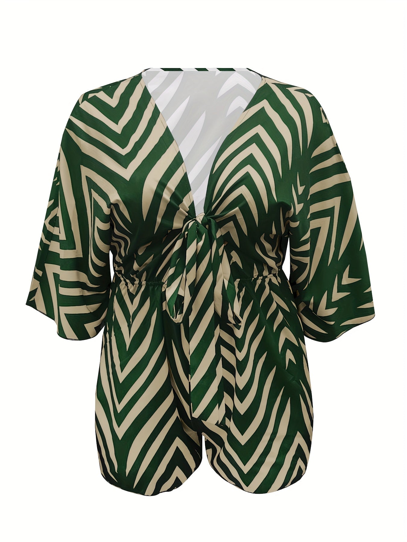 Plus Size Casual Jumpsuit V-Neck Belted Waist for Women